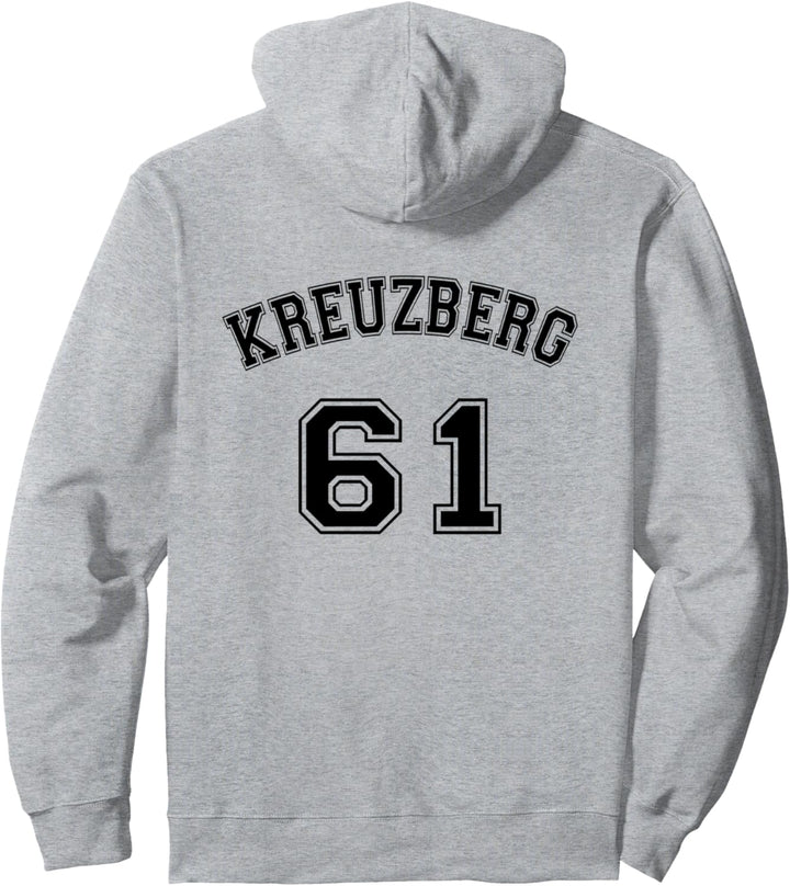 Kreuzberg 61 Berliner Bezirk Nostalgie Design Schwarzer Text Pullover Hoodie