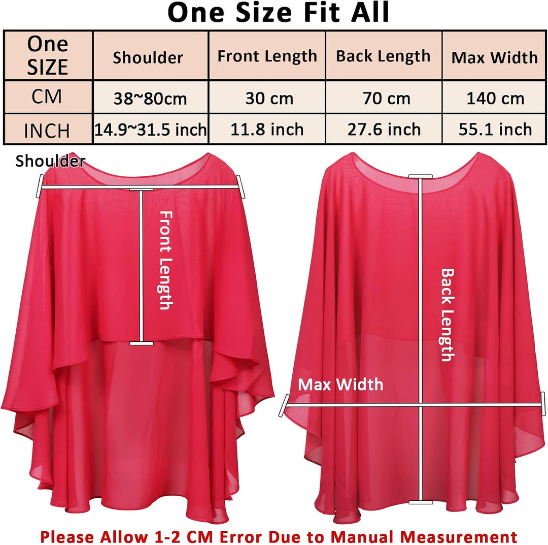 Ladiery Sheer Chiffon Capes Weiche Capelets für Frauen, leichte Tücher und Wraps für Abendpartykleid