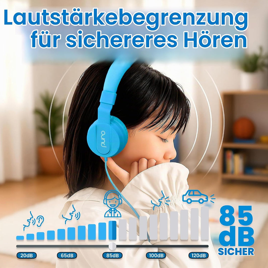 Puro Sound Labs PuroBasic Volume Limiting Wired Headphones for Kids, Boys, Girls 2+ Foldable &amp; Adjus