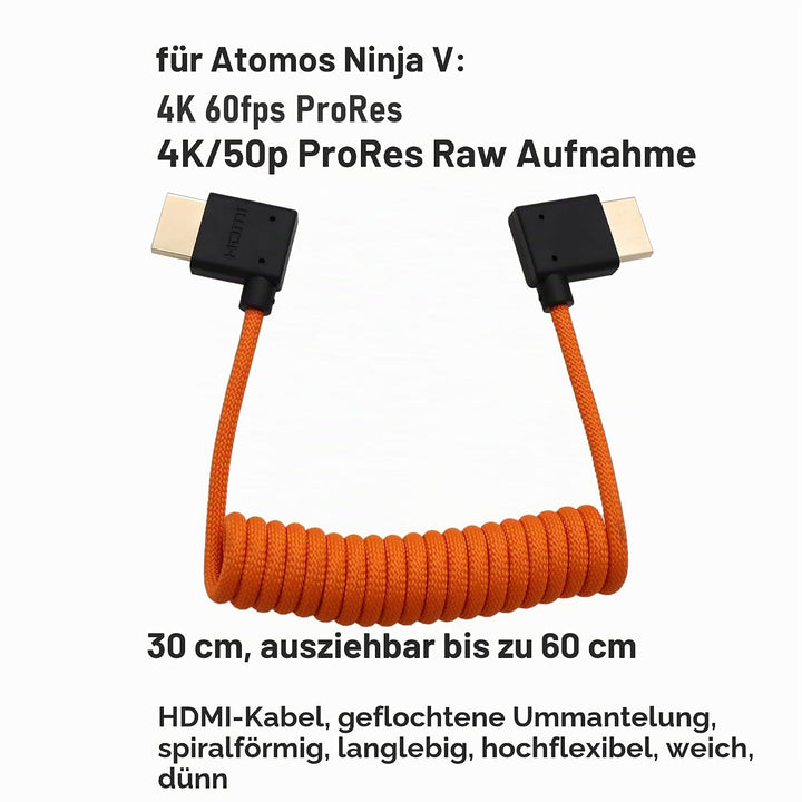 HangTon HDMI 8K 4K60 Kabel rechts links gewinkelt für ATOMOS Ninja V Shinobi, Sony A9III A7R5 A7IV F