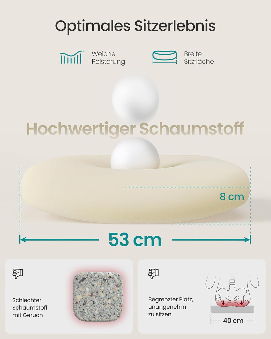 SONGMICS Bürostuhl ergonomisch, Drehstuhl mit Mesh, Lenden- und Kopfstütze, Wippfunktion, 53 cm gros