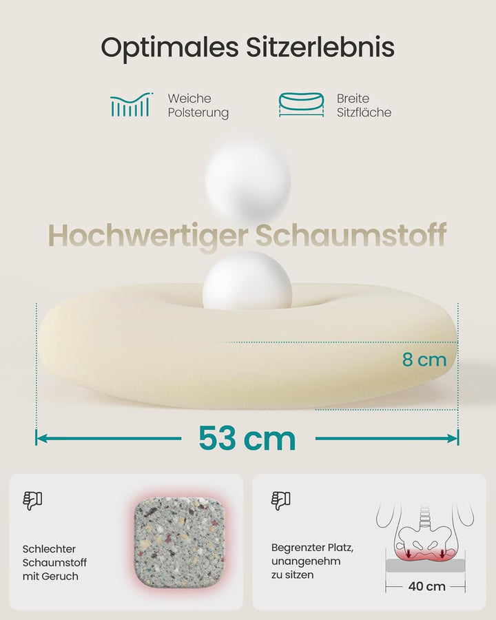 SONGMICS Bürostuhl ergonomisch, Drehstuhl mit Mesh, Lenden- und Kopfstütze, Wippfunktion, 53 cm gros