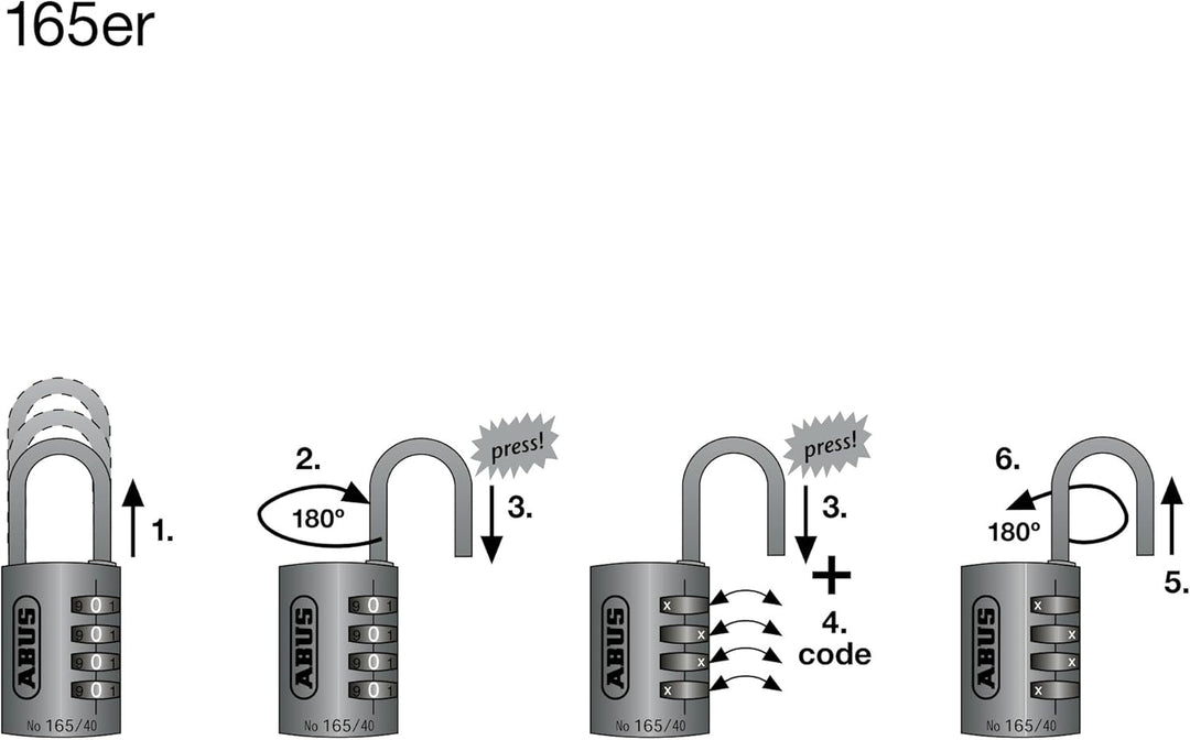 ABUS Zahlenschloss 165/40 - Vorhängeschloss aus Messing - mit individuell einstellbarem Zahlencode -