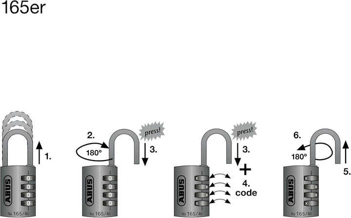 ABUS Zahlenschloss 165/40 - Vorhängeschloss aus Messing - mit individuell einstellbarem Zahlencode -