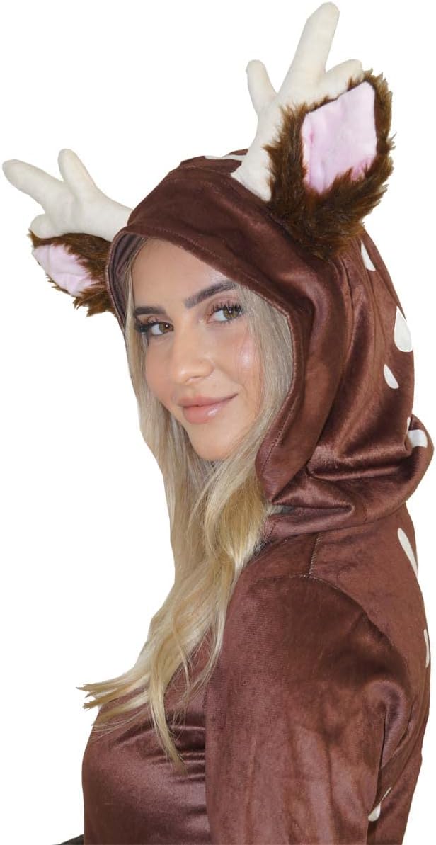 MAYLYNN Damen Reh Rentier Kostüm, 2-teilig: Kleid und Handtasche, Winter Weihnachtskostüm XS, XS