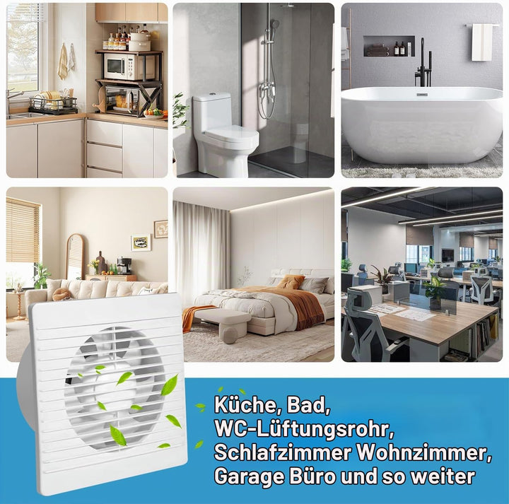 Nizirioo Badlüfter Ø 100mm Wandventilator Lüfter: Badezimmer Lüfter Abluftventilator mit Kabel, Wand