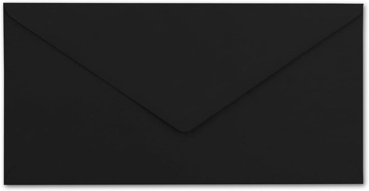 100 Brief-Umschläge DIN Lang - Schwarz mit Gold-Metallic Innen-Futter - 110 x 220 mm - Nassklebung -