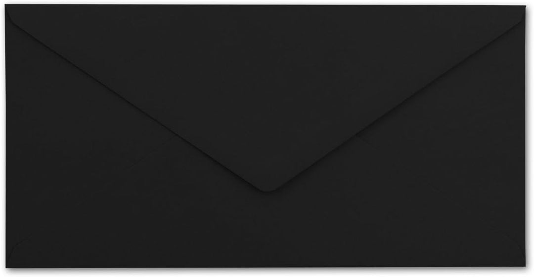 75 Brief-Umschläge DIN Lang - Schwarz mit Gold-Metallic Innen-Futter - 110 x 220 mm - Nassklebung -