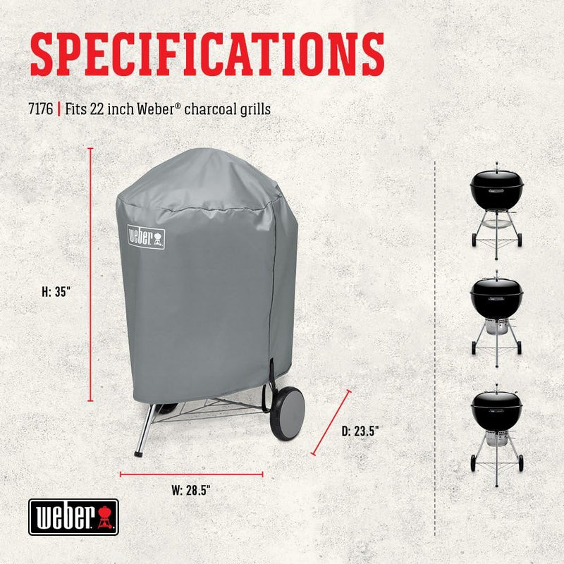 Weber Grillabdeckhaube für Ø 57cm Holzkohlegrills, atmungsaktiv UV- & wasserbeständig, Schutz for Wi