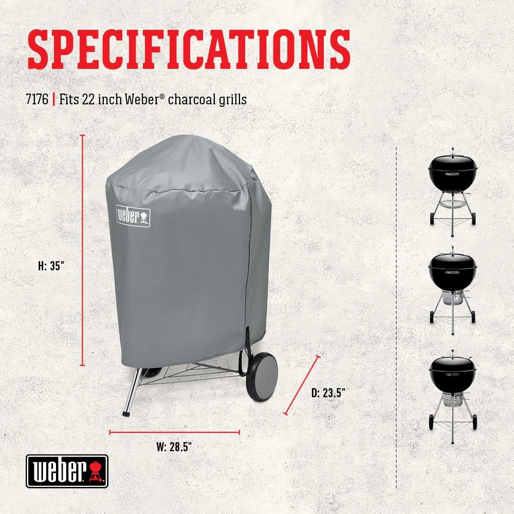 Weber Grillabdeckhaube für Ø 57cm Holzkohlegrills, atmungsaktiv UV- & wasserbeständig, Schutz for Wi
