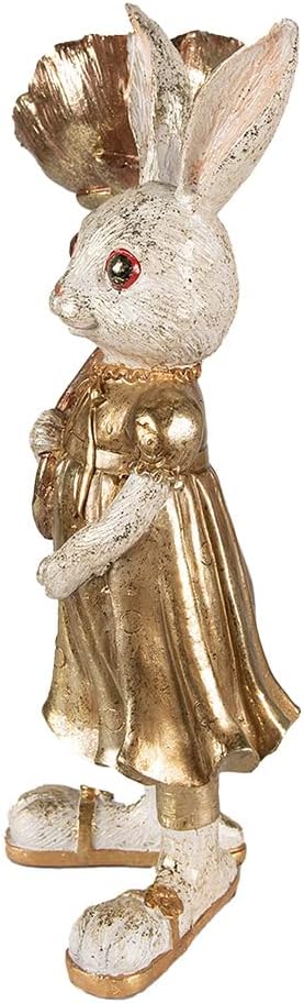 Clayre & Eef Figur Kaninchen 16x12x32 cm Goldfarbig Polyresin Wohnaccessoires