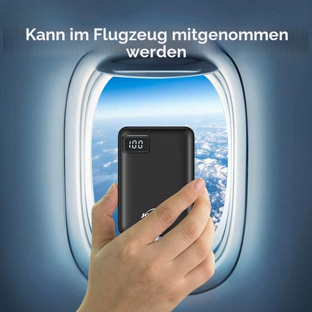 JONKUU Powerbank 10000mAh Externer Akku Klein 2 USB Port Power Pack Kompakt Handy Mini Tragbares Lad
