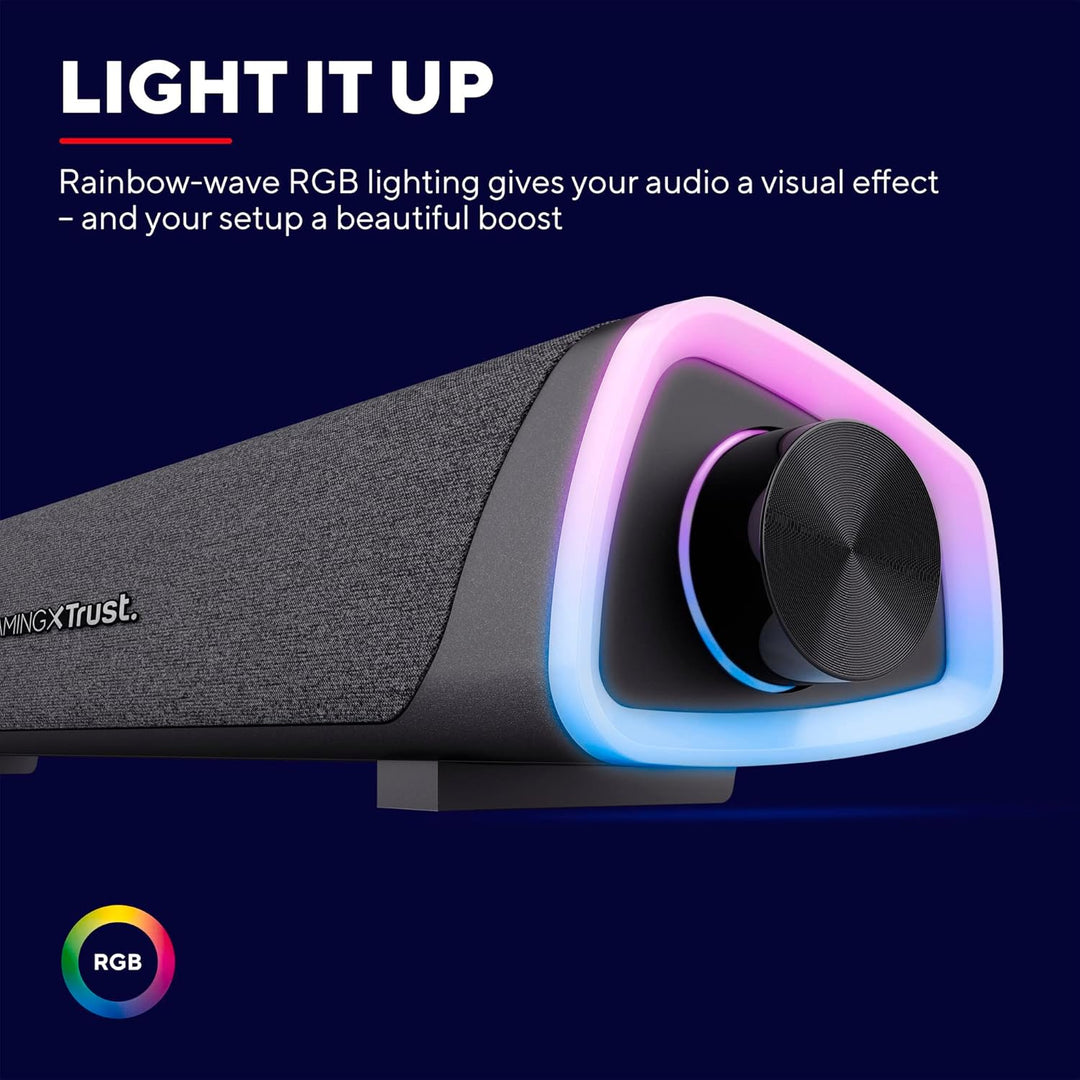 Trust Gaming GXT 620 Axon RGB Soundbar 12W, Stromversorgung über USB, 3.5mm AUX, PC Lautsprecher mit