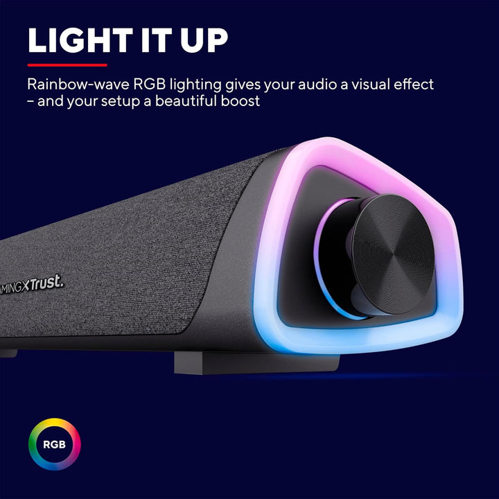Trust Gaming GXT 620 Axon RGB Soundbar 12W, Stromversorgung über USB, 3.5mm AUX, PC Lautsprecher mit