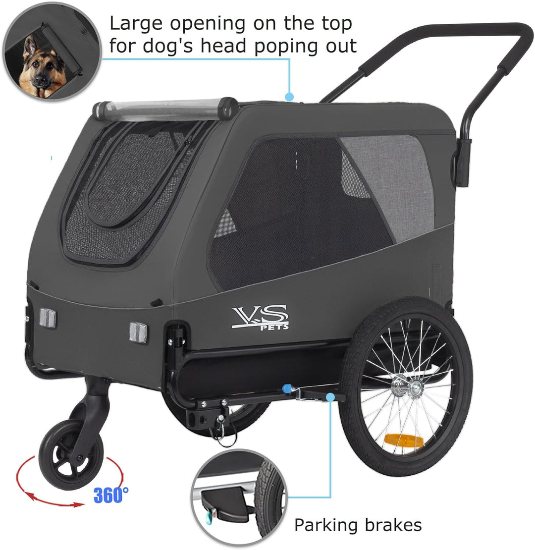 Tiggo VS Pets L Hundeanhänger & Jogger 2-in-1 Hundebuggy, Fahrradanhänger Klappbar,gross ca. 250 Lit