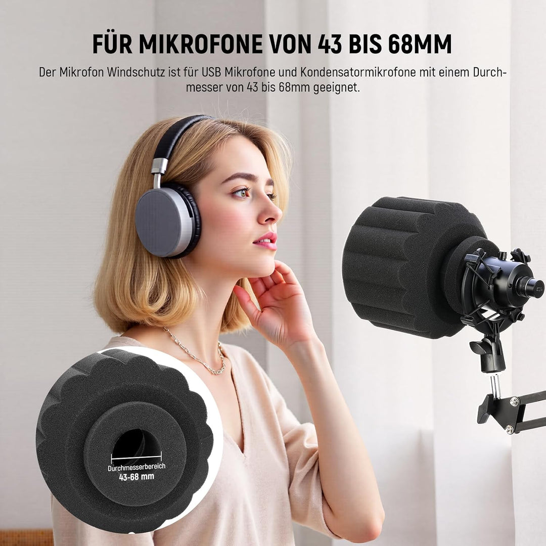 NEEWER Mikrofon Isolationsschild Popschutz, Windschutz Microphone Pop Filter Mask Shield für Gesangs