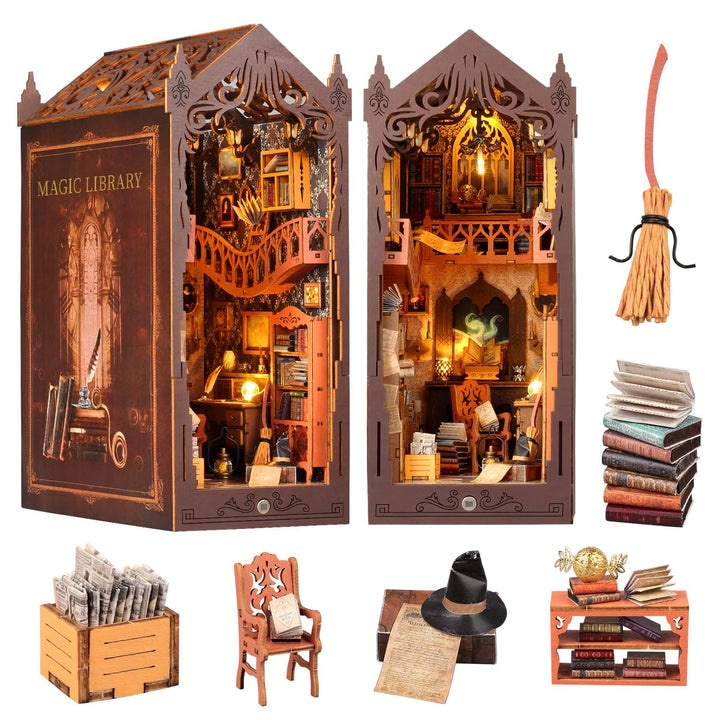 DIY Magical World Book Nook Kit & Dollhouse Craft Kits für Erwachsene DIY Miniature House mit Licht,