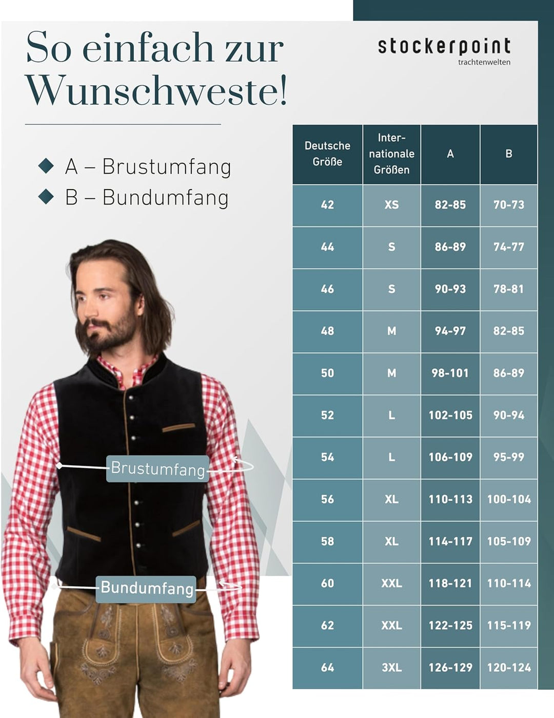 Stockerpoint Ricardo Herren Trachtenweste, Schwarz