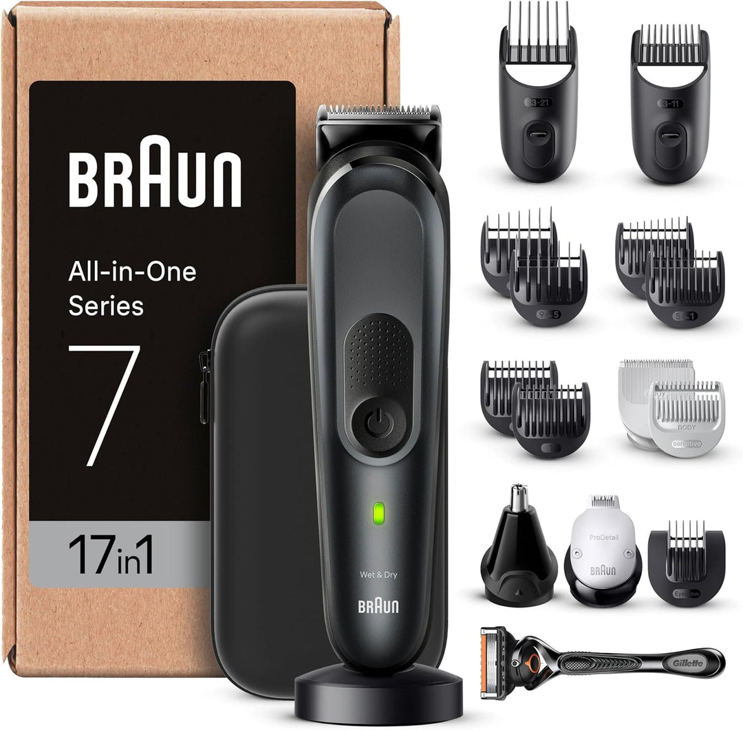 Braun All-In-One Bartpflege Bodygroomer Set, 17-in-1 Barttrimmer/Bartschneider, Trimmer/Haarschneide