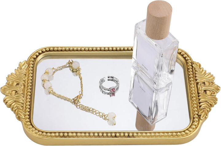 Navaris Antikes Gold Tablett - Eleganter Parfum Organizer - Perfekt als Schmuck Tablett, Parfüm Orga