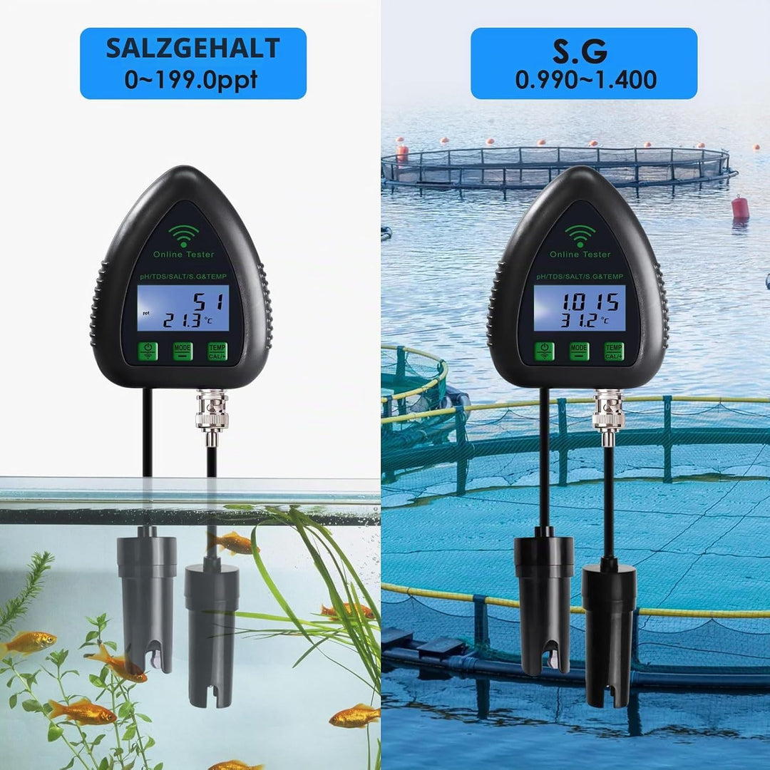 Wasser Qualität Prüfer pH/TDS/Salz/S.G/Temperatur Online APP Überwachung WiFi Prüfer für Aquarium Hy