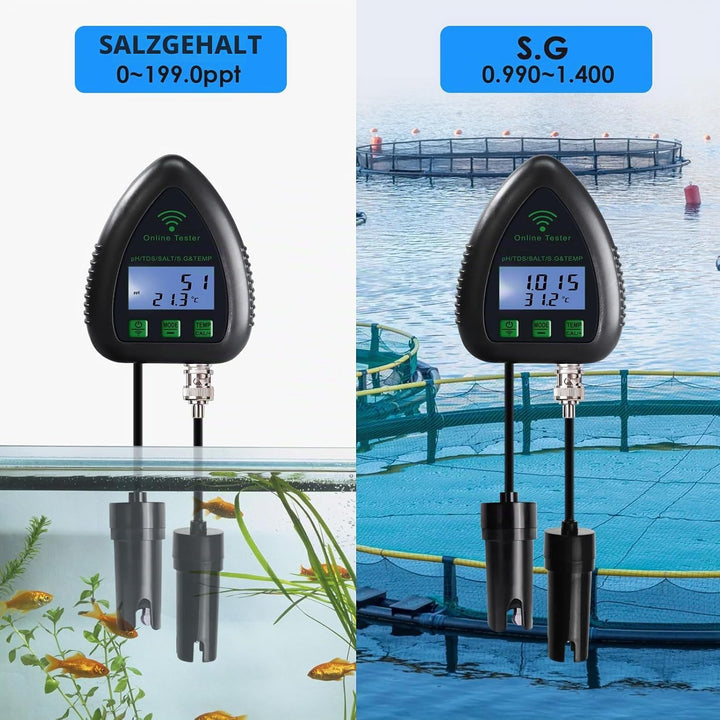Wasser Qualität Prüfer pH/TDS/Salz/S.G/Temperatur Online APP Überwachung WiFi Prüfer für Aquarium Hy