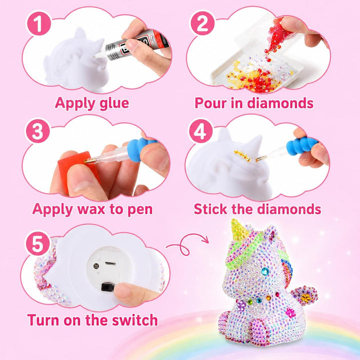 HappyGoLucky DIY Einhorn Nachtlicht Bastelset für Kinder – Einhorn Geschenke für Mädchen, Kinder Spi