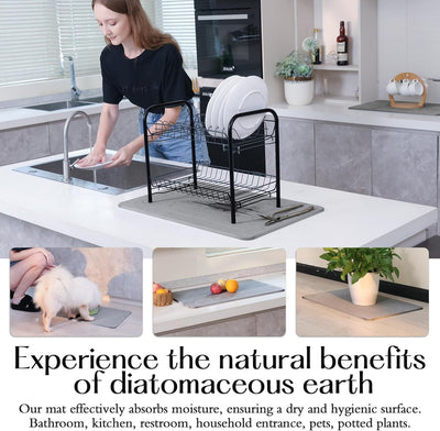 Amilutuo Badematte Stein, Diatomite Stone Bath Mat, rutschfeste Stein Badematte, Badematte Stein Sch
