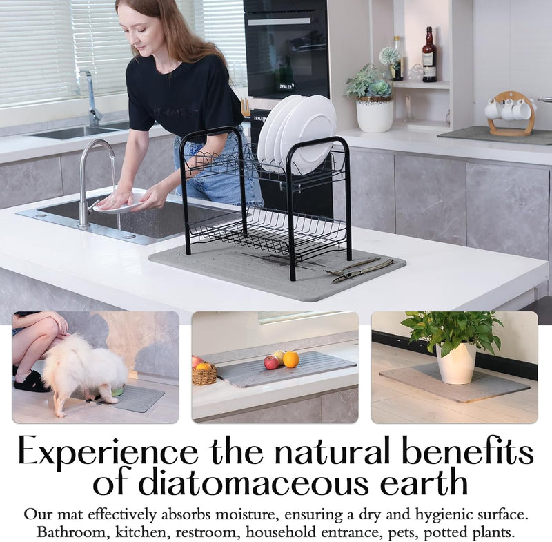 Amilutuo Badematte Stein, Diatomite Stone Bath Mat, rutschfeste Stein Badematte, Badematte Stein Sch