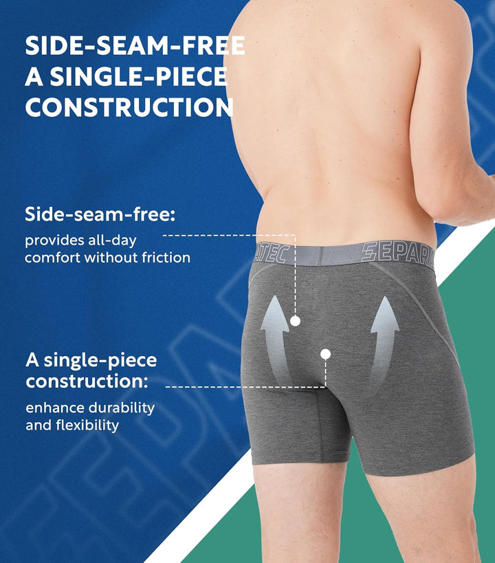 Separatec Herren Boxershorts Glattes Bambus Rayon mit getrennten Beuteln Unterwäsche 3er Pack Boxers