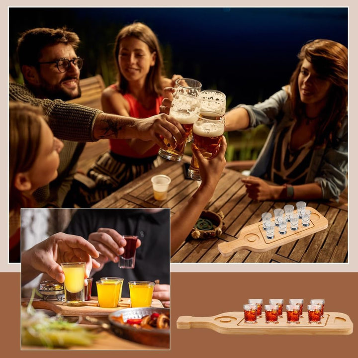 UNICRAFTALE 1 Stück Tequila Shot Board Schnapsglashalter Display Mit 8 Schnapsgläsern Weinglashalter