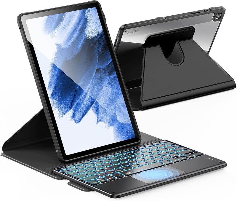INFILAND für Samsung Galaxy Tab A9+/A9 Plus Hülle mit Tastatur [Hochpräzises Touchpad], 360° Drehbar