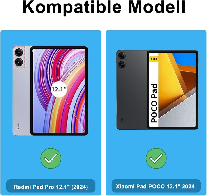 FOGARI Xiaomi Redmi Pad Pro 12.1 Tastatur Hülle - Xiaomi Pad Poco 12.1 Zoll 2024, Magnetisch Abnehmb