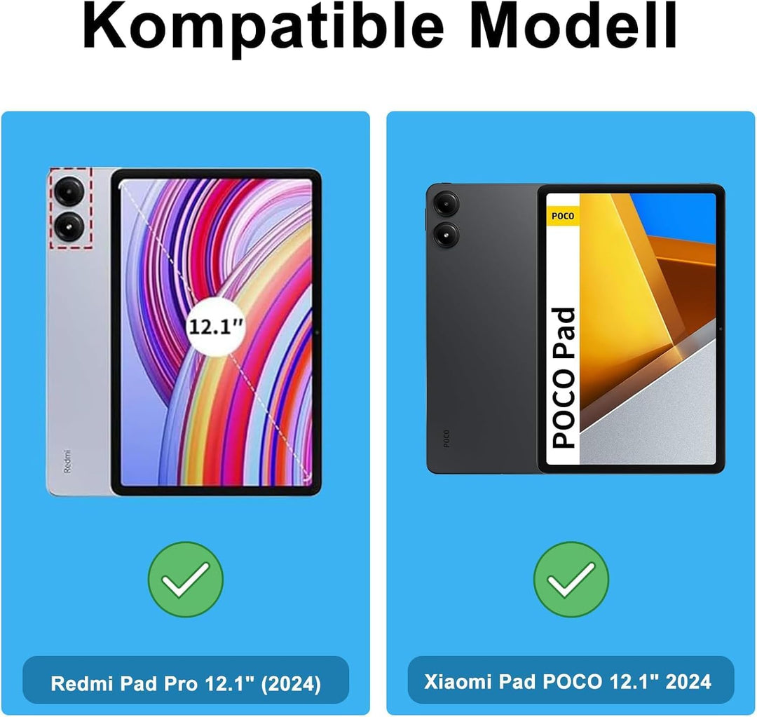 Für Xiaomi Redmi Pad Pro/Xiaomi Poco Pad 12.1 Zoll 2024 Hülle Tastatur | Mit Multi Touch Trackpad un