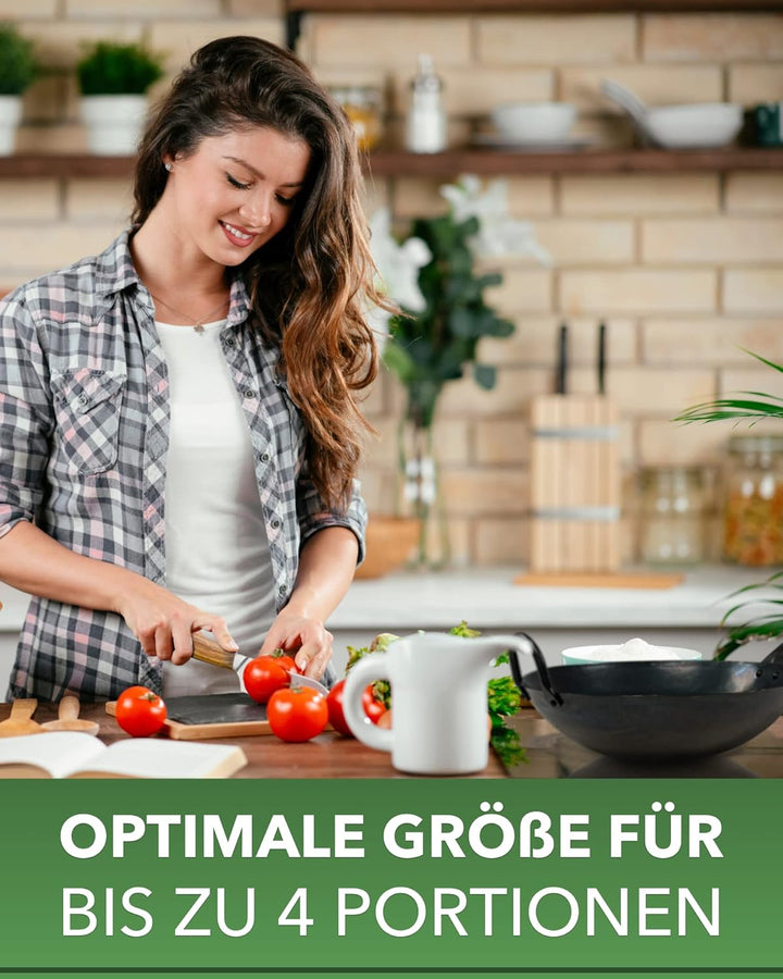 pasoli handgehämmerter Wok + gratis Rezepte eBook - voreingebrannt - traditionelle Asiapfanne - Brat