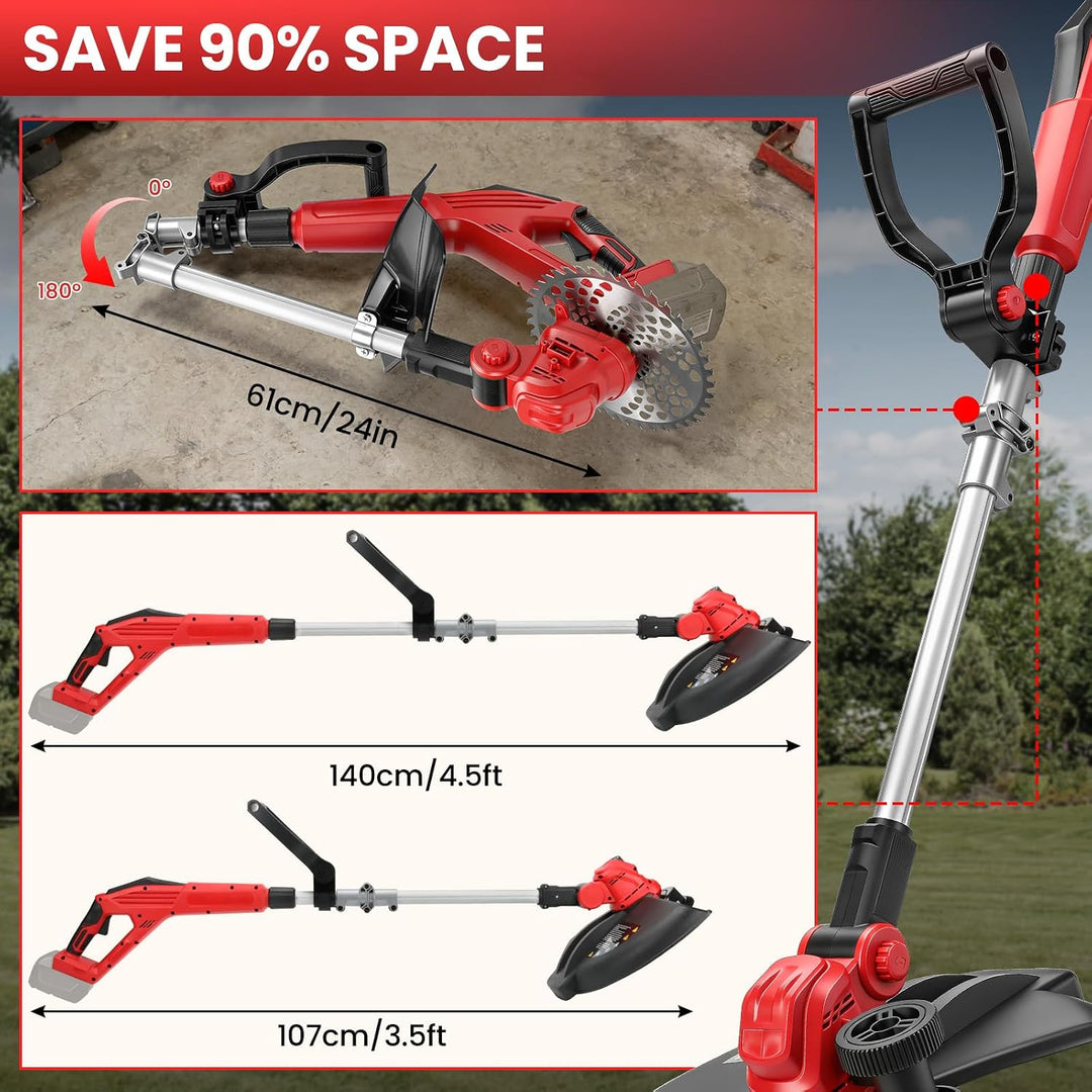 Akku Trimmer kompatibel mit Milwaukee 18V Akku, 3-in-1 Falt-Kombi mit bürstenlosem Motor 30cm Schnit