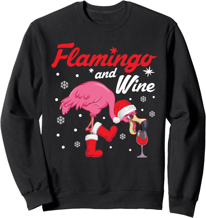 Christmas Wine Flamingo Weihnachten Santa Xmas Wein Sweatshirt