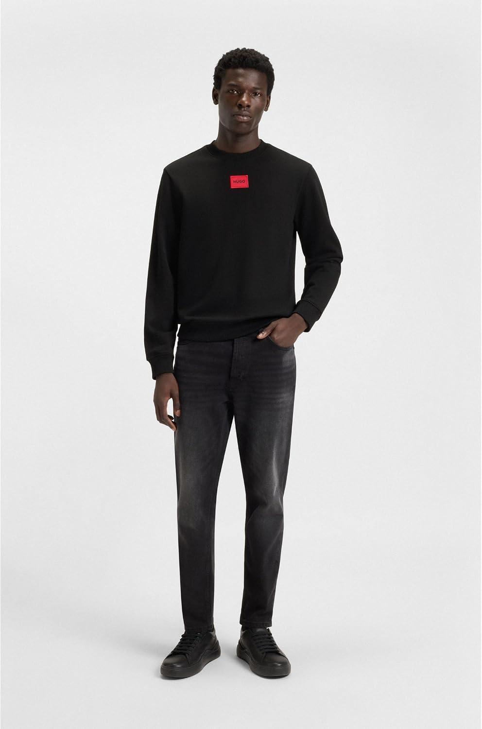 HUGO Herren Diragol212 Regular-Fit Sweatshirt aus Baumwoll-Terry mit Logo-Etikett XS Black1, XS Blac
