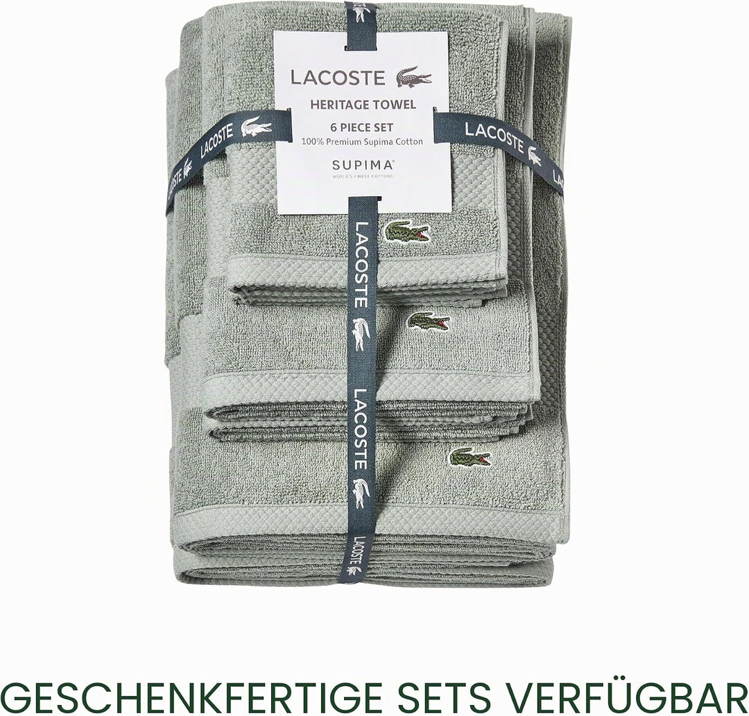 Lacoste Heritage Supima Badetuch, Baumwolle, Aloe, 76,2 x 137,2 cm Bath Towel 30x54 Aloe, Bath Towel