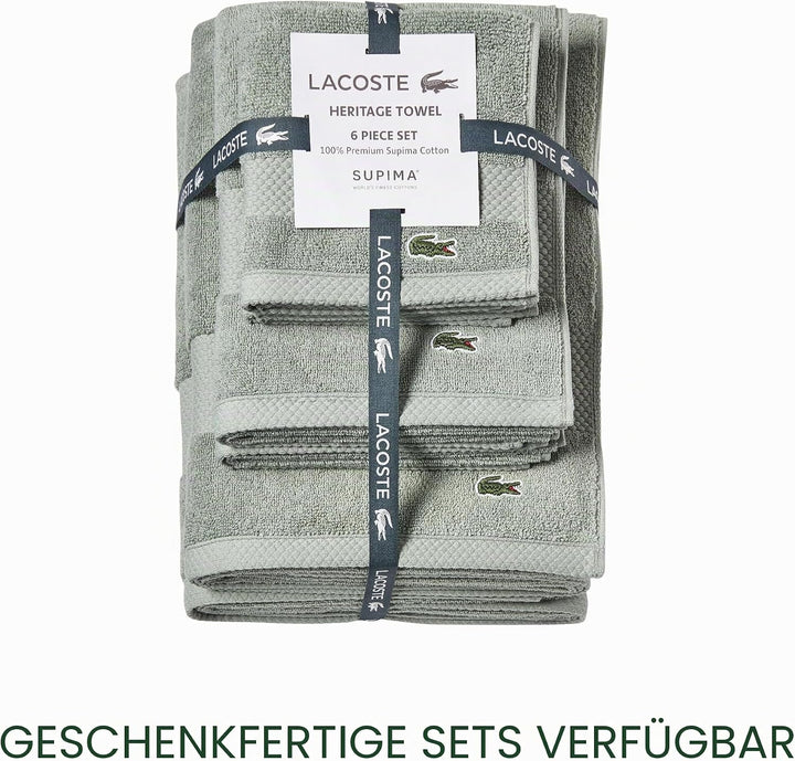 Lacoste Heritage Supima Badetuch, Baumwolle, Aloe, 76,2 x 137,2 cm Bath Towel 30x54 Aloe, Bath Towel