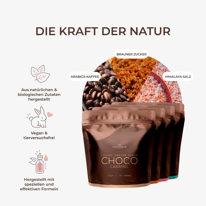 COCOSOLIS SCRUB Kaffee-Body Scrub-Set - ätherische Öle - Das perfekte luxuriöse Geschenkset Frauen -