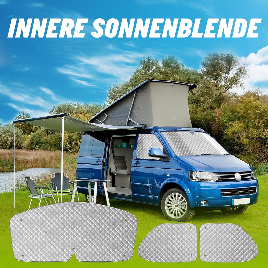 MaxEarn Thermomatte Fahrerhaus passend für VW T4, Luxus Interne Auto Sonnenblende Frontscheibenabdec