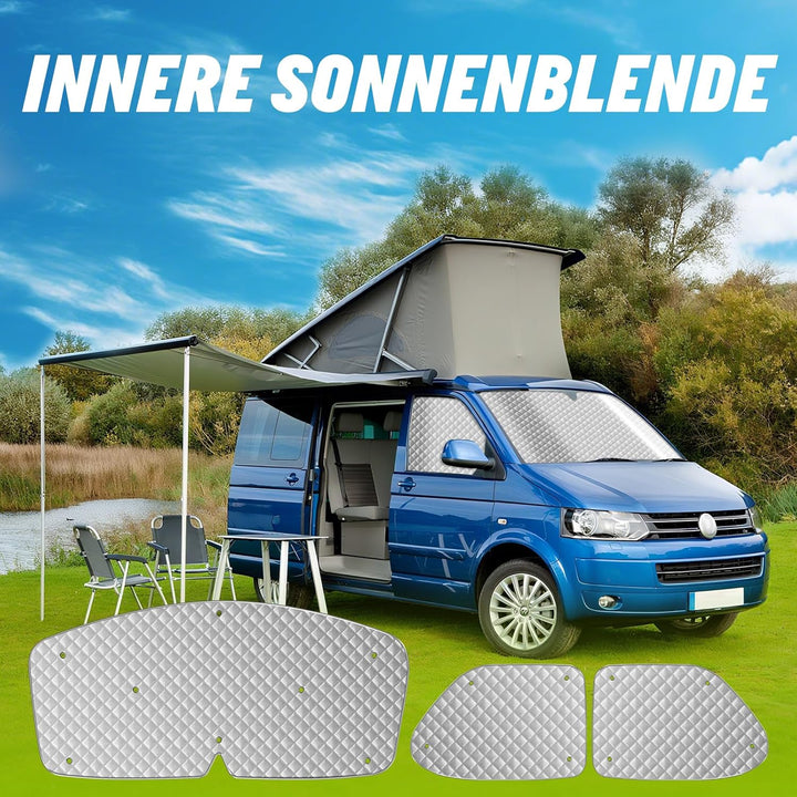 MaxEarn Thermomatte Fahrerhaus passend für VW T4, Luxus Interne Auto Sonnenblende Frontscheibenabdec