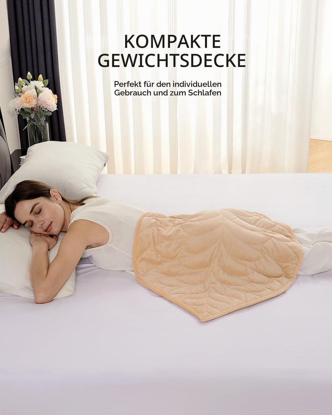 Sivio Kleine Gewichtsdecke 5 lbs (2.3 kg), 58x74 cm - Hochwertiges Kristallsamt Deckchen für Erwachs