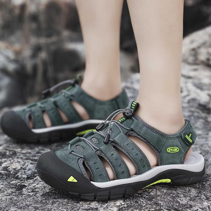 Herren Leder Sandalen Sport Outdoor Trekkingsandalen Atmungsaktive Leichte Wandersandalen Männer Som
