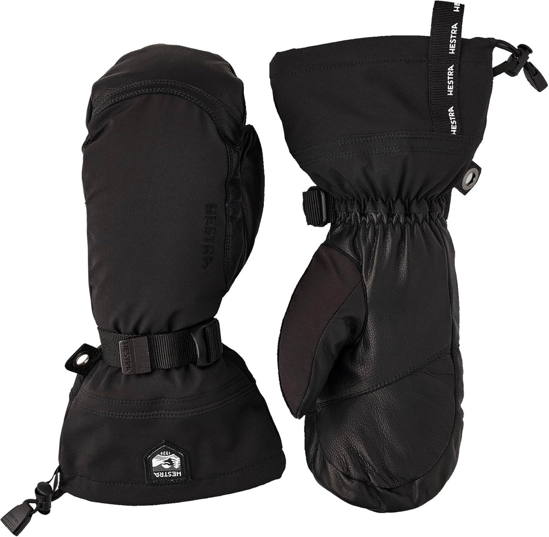 Hestra Damen Winter-Ski-Handschuhe: Herren Armee Leder Extreme Kälte Fäustlinge schwarz / schwarz 43