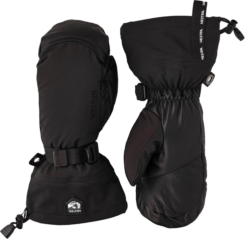 Hestra Damen Winter-Ski-Handschuhe: Herren Armee Leder Extreme Kälte Fäustlinge schwarz / schwarz 43