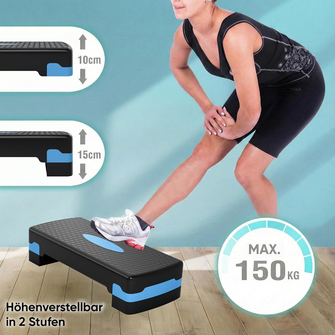 Ultrasport Aerobic Steppbrett I Step Up Board Rutschfest, 2-fach Höhenverstellbar I Fitness Stepper