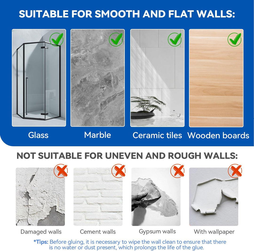 AceMining Duschablage Ohne Bohren, 2Pcs Duschregal, Badregal mit Kleber, Schwarz Shampoo Halterung f