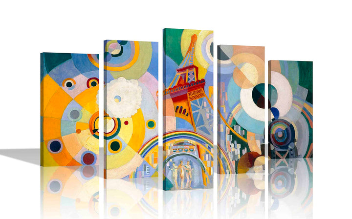 Robert Delaunay Kunstdruck auf Leinwand, Luft, Eisen und Wasser, 5-teilig, 112 x 61 cm 112cm x 61cm